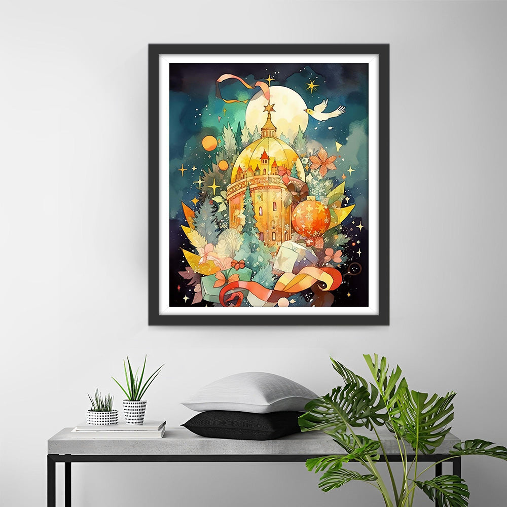 Cartoon Weihnachtsschloss Diamond Painting