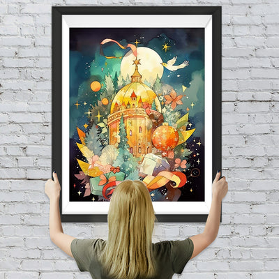 Cartoon Weihnachtsschloss Diamond Painting