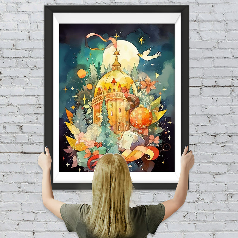 Cartoon Weihnachtsschloss Diamond Painting