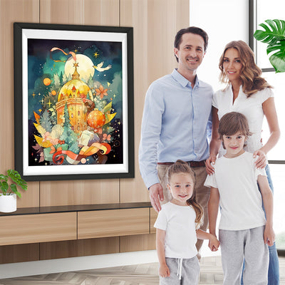 Cartoon Weihnachtsschloss Diamond Painting