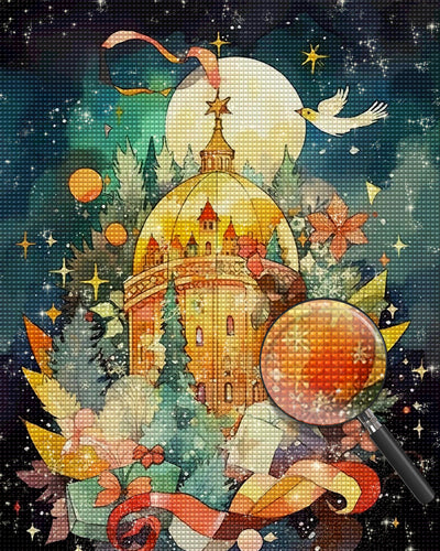 Cartoon Weihnachtsschloss Diamond Painting