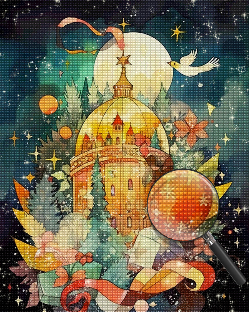 Cartoon Weihnachtsschloss Diamond Painting