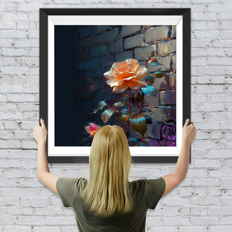 Champagner-Rose in der Ecke Diamond Painting