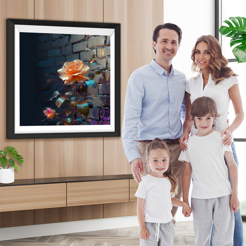 Champagner-Rose in der Ecke Diamond Painting