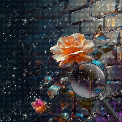 Champagner-Rose in der Ecke Diamond Painting