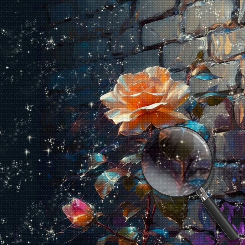Champagner-Rose in der Ecke Diamond Painting