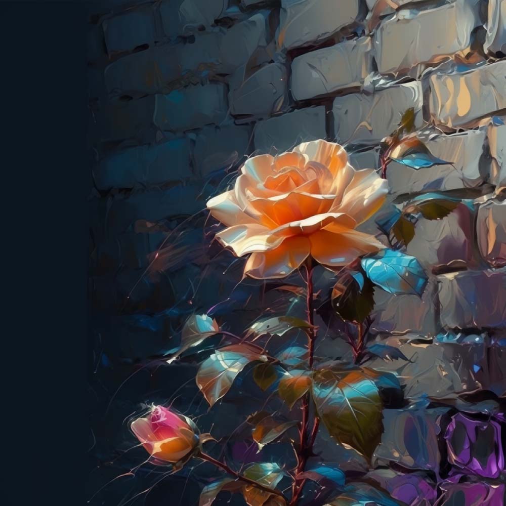 Champagner-Rose in der Ecke Diamond Painting