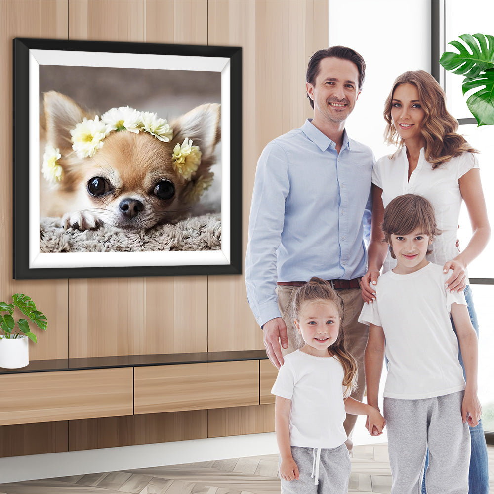 Chihuahua mit einem Kranz Diamond Painting