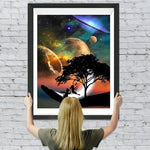 Children Swinging under the Planets Diamond Painting