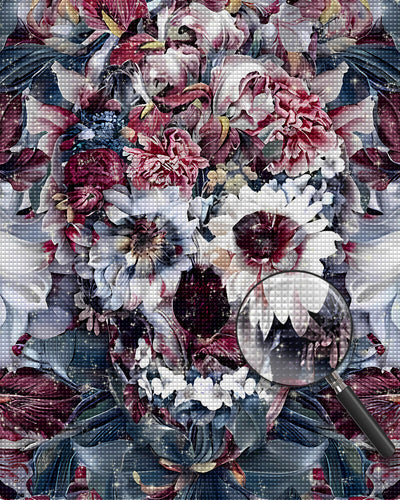Chrysantheme Schädel Diamond Painting