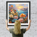 Chrysanthemen am Ufer des Stadtflusses Diamond Painting