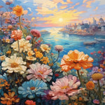 Chrysanthemen am Ufer des Stadtflusses Diamond Painting