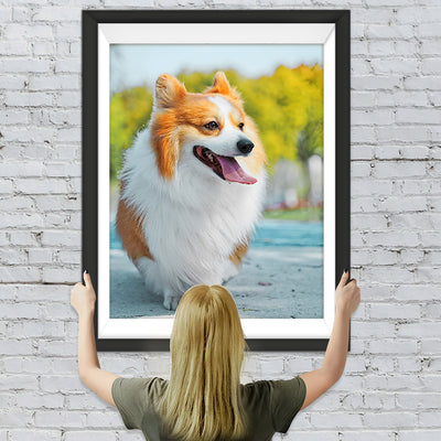 Corgi auf der Straße Diamond Painting