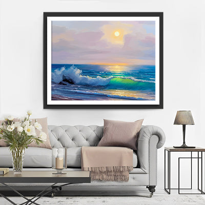 Das blaue Meer bei Sonnenaufgang Diamond Painting