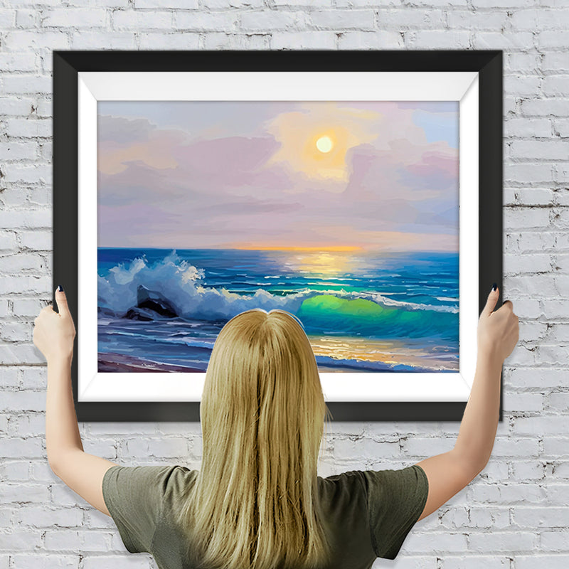 Das blaue Meer bei Sonnenaufgang Diamond Painting