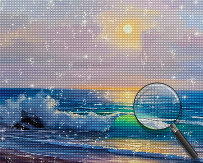 Das blaue Meer bei Sonnenaufgang Diamond Painting