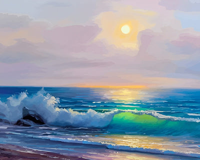 Das blaue Meer bei Sonnenaufgang Diamond Painting