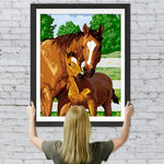 Das braune Pferd und sein Baby Diamond Painting