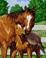 Das braune Pferd und sein Baby Diamond Painting