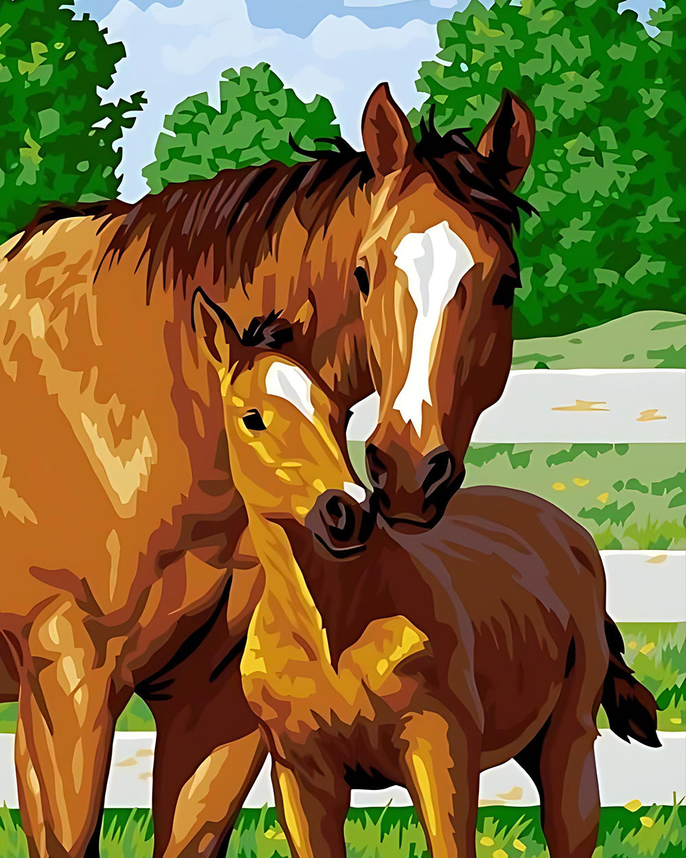 Das braune Pferd und sein Baby Diamond Painting