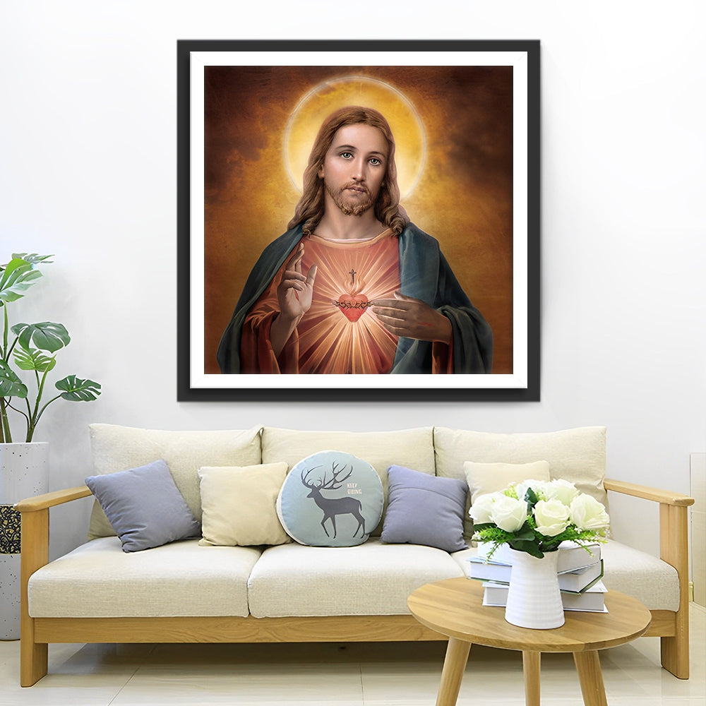 Das glühende Herz Jesu Diamond Painting