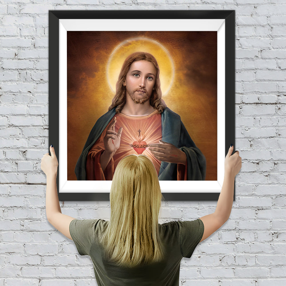 Das glühende Herz Jesu Diamond Painting