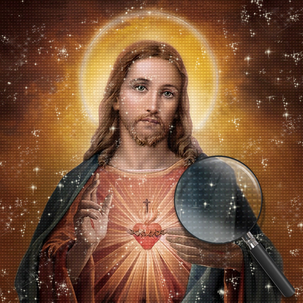 Das glühende Herz Jesu Diamond Painting