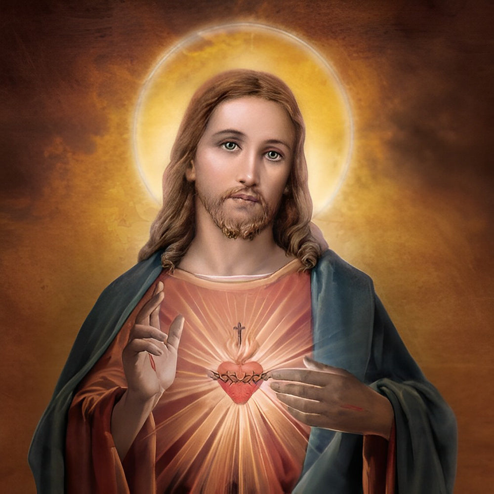 Das glühende Herz Jesu Diamond Painting