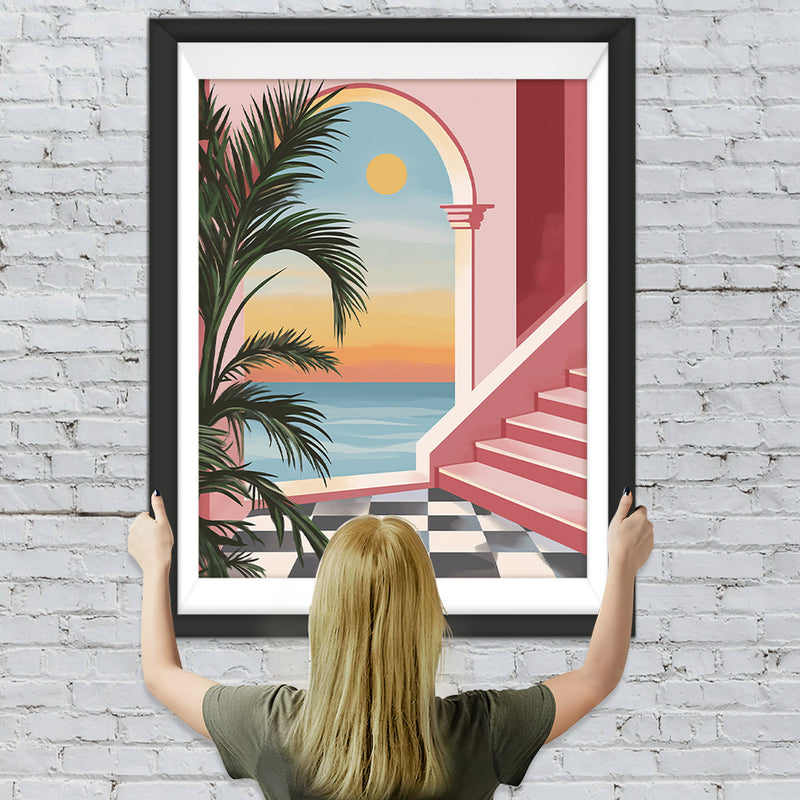 Das Meer vor dem Rosa Haus Diamond Painting