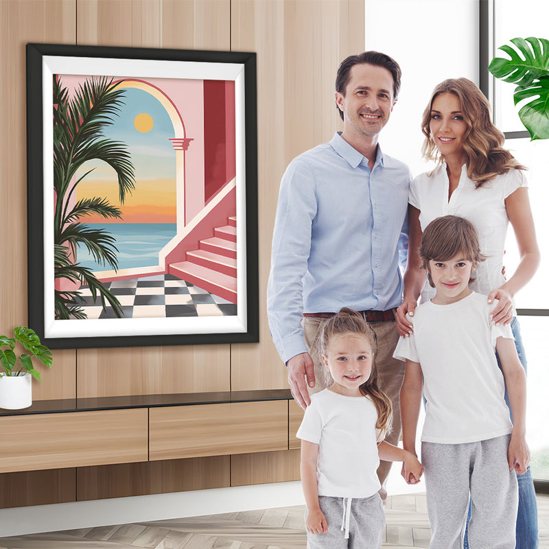 Das Meer vor dem Rosa Haus Diamond Painting