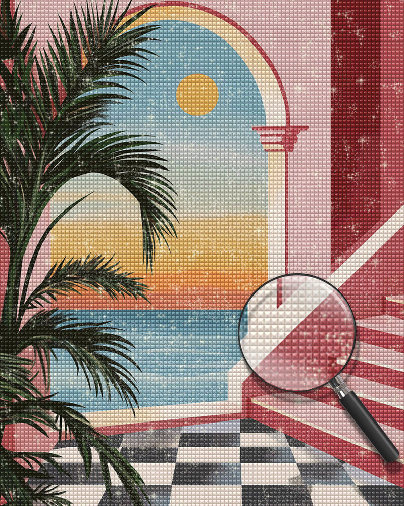 Das Meer vor dem Rosa Haus Diamond Painting