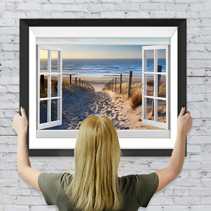 Das Meer vor dem weißen Fenster Diamond Painting