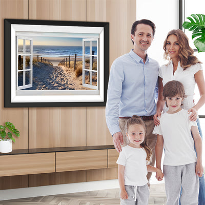 Das Meer vor dem weißen Fenster Diamond Painting