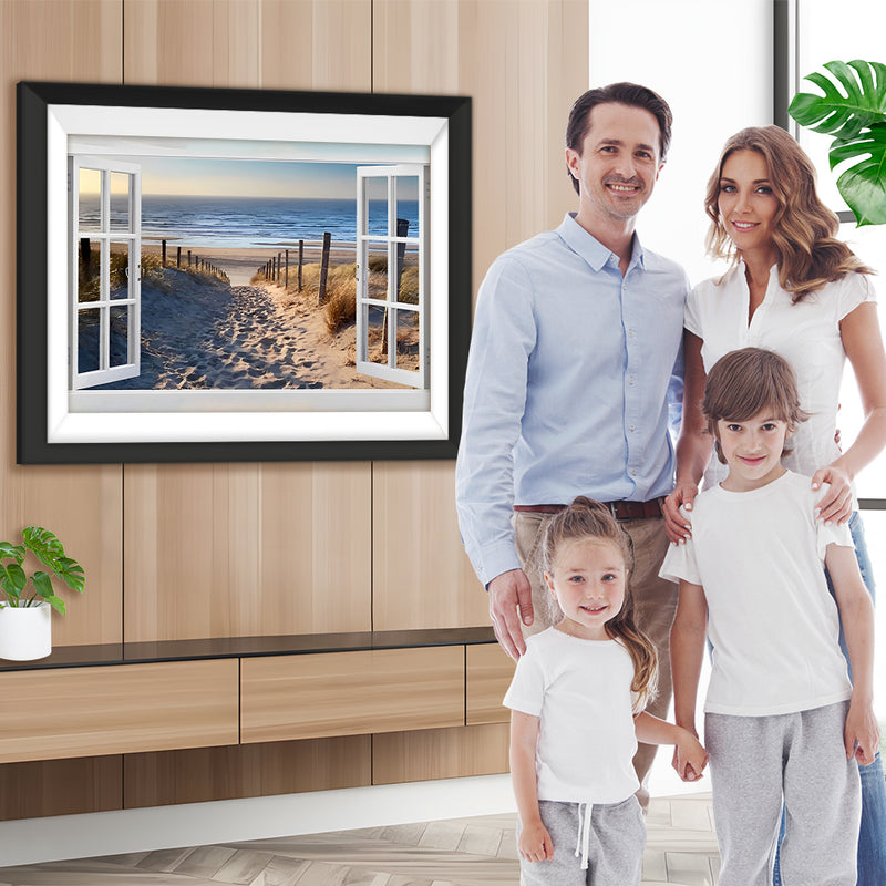 Das Meer vor dem weißen Fenster Diamond Painting
