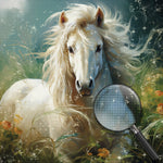 Das weiße Pferd im Gras Diamond Painting