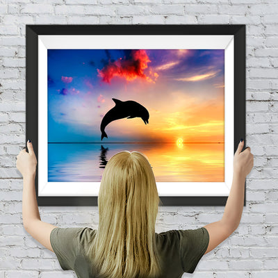 Delfin bei Sonnenuntergang Diamond Painting