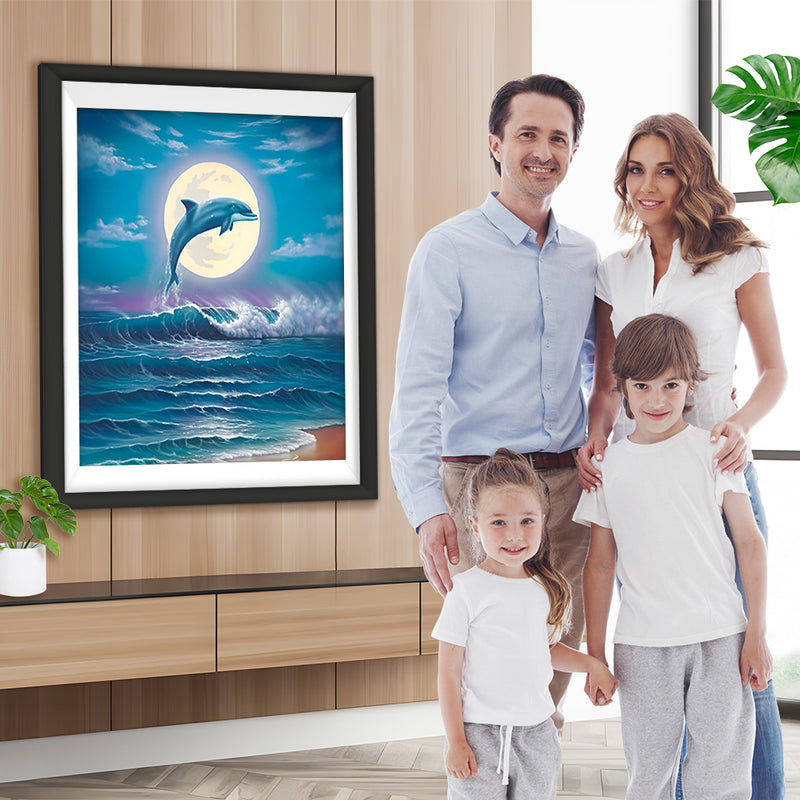 Delfin Meer Vollmond Diamond Painting