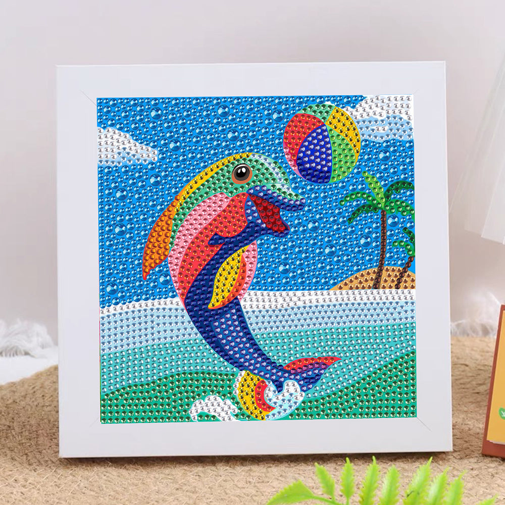Delfin mit Ball spielend Mini-Kristallpünktchen Diamond Painting