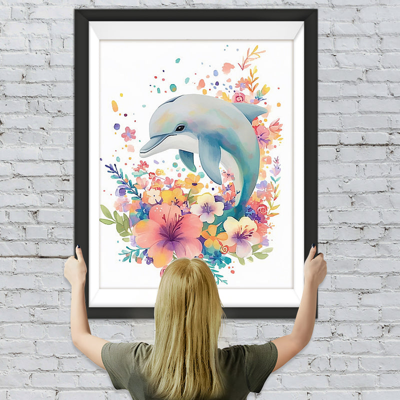 Delfin und Blumen Diamond Painting