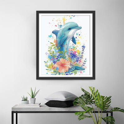 Delfin und Blumen Diamond Painting