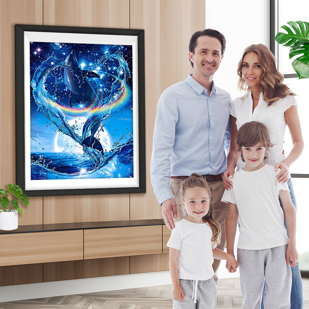 Delfin und Lichtring Diamond Painting