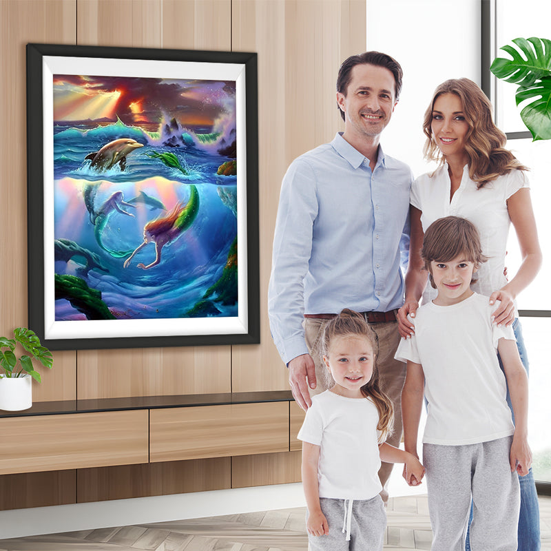 Delfin und Meerjungfrau Diamond Painting