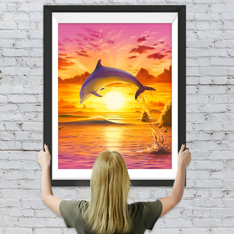 Delfin und rosa Licht Diamond Painting