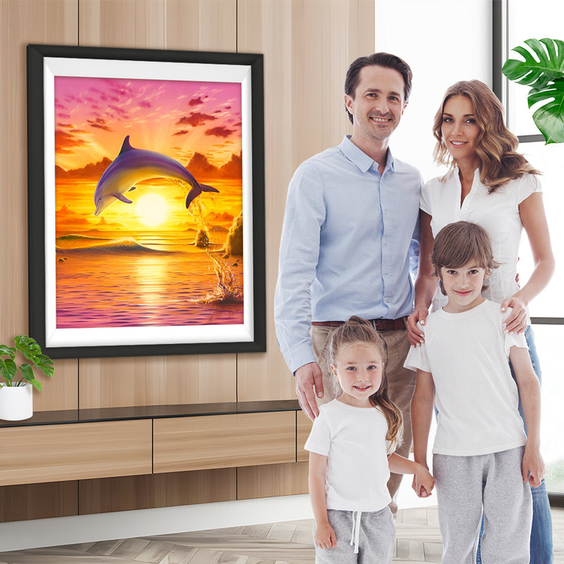 Delfin und rosa Licht Diamond Painting