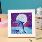 Delfin unter dem Vollmond Mini-Kristallpünktchen Diamond Painting