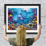 Delfine, Schildkröte und Korallen Diamond Painting