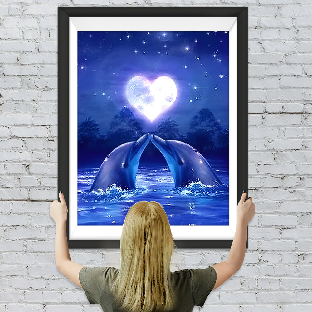Delfine unter dem Nachthimmel Diamond Painting