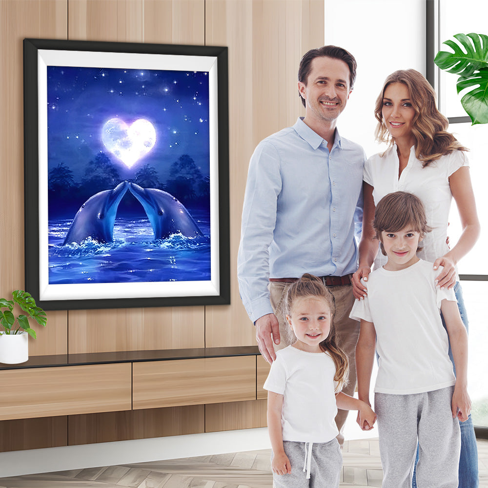 Delfine unter dem Nachthimmel Diamond Painting