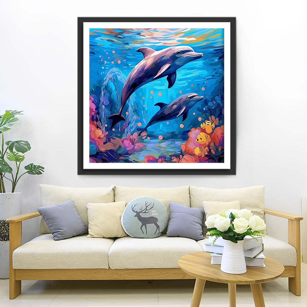 Delfinpärchen im Meer Diamond Painting