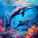 Delfinpärchen im Meer Diamond Painting
